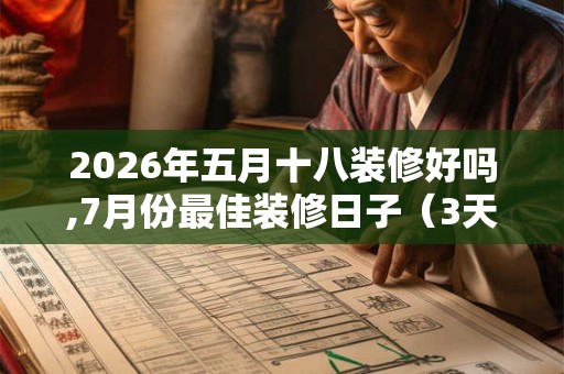 2026年五月十八装修好吗,7月份最佳装修日子（3天吉日）