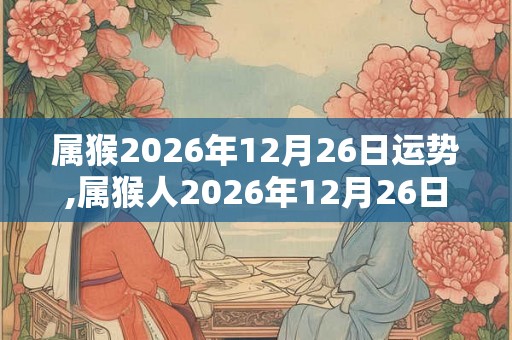 属猴2026年12月26日运势,属猴人2026年12月26日财运,生肖猴2026年12月26日运势