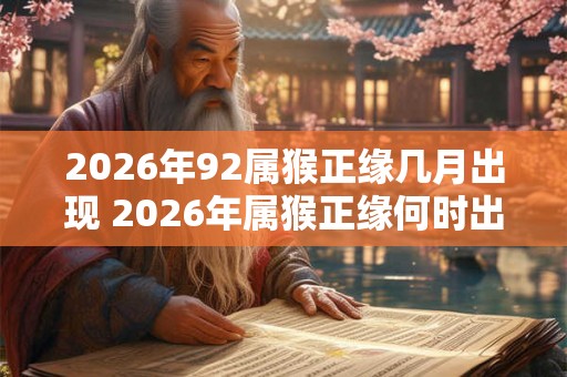 2026年92属猴正缘几月出现 2026年属猴正缘何时出现