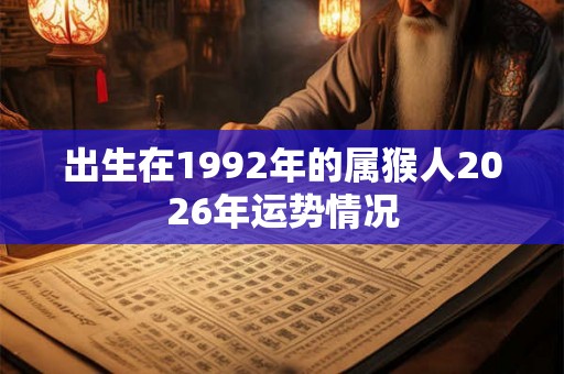 出生在1992年的属猴人2026年运势情况