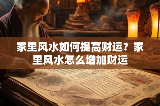 家里风水如何提高财运？家里风水怎么增加财运