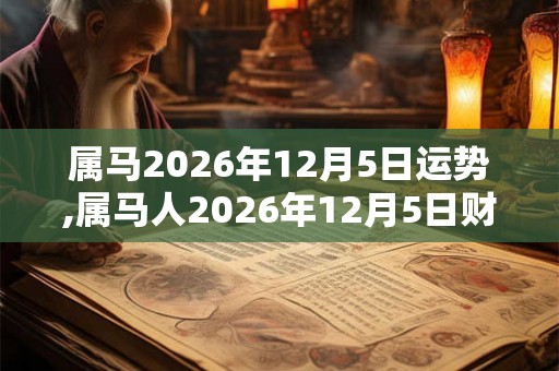 属马2026年12月5日运势,属马人2026年12月5日财运,生肖马2026年12月5日运势