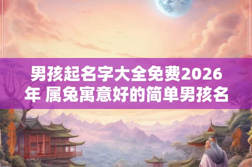 男孩起名字大全免费2026年 属兔寓意好的简单男孩名字
