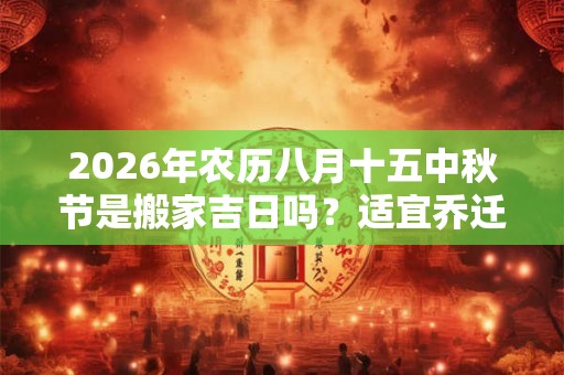 2026年农历八月十五中秋节是搬家吉日吗？适宜乔迁吗？