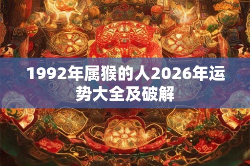 1992年属猴的人2026年运势大全及破解
