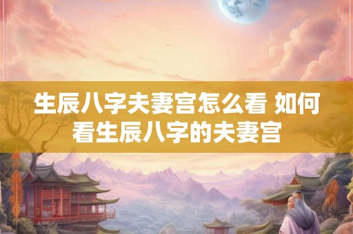 生辰八字夫妻宫怎么看 如何看生辰八字的夫妻宫