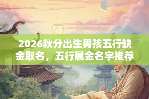 2026秋分出生男孩五行缺金取名，五行属金名字推荐。