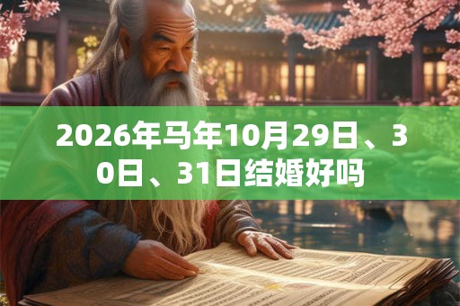 2026年马年10月29日、30日、31日结婚好吗