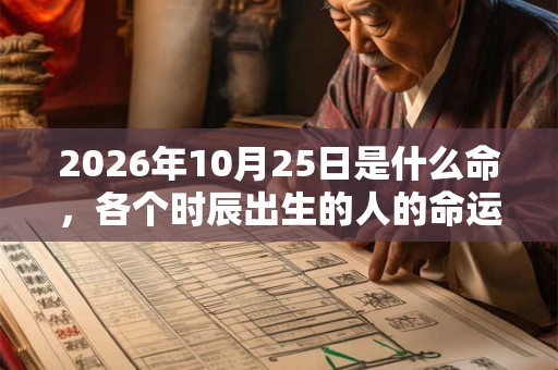 2026年10月25日是什么命，各个时辰出生的人的命运