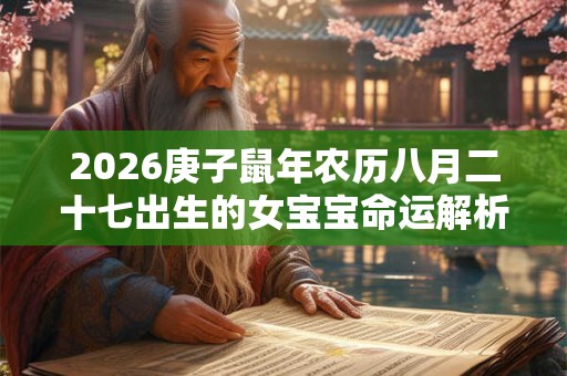 2026庚子鼠年农历八月二十七出生的女宝宝命运解析！