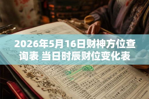 2026年5月16日财神方位查询表 当日时辰财位变化表