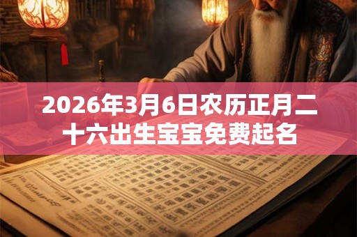 2026年3月6日农历正月二十六出生宝宝免费起名