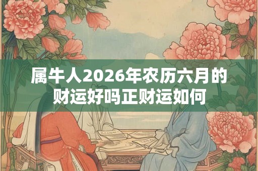 属牛人2026年农历六月的财运好吗正财运如何