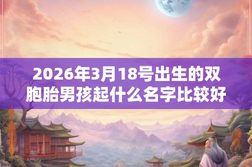 2026年3月18号出生的双胞胎男孩起什么名字比较好，五行属什么