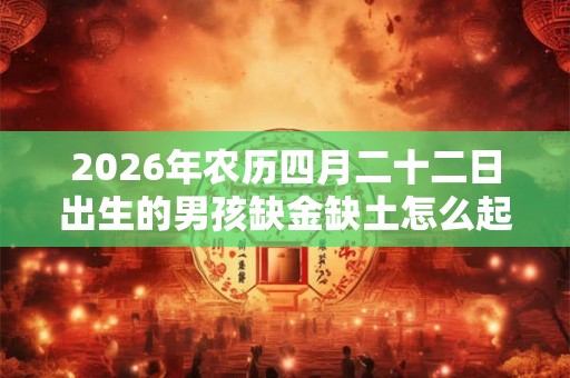 2026年农历四月二十二日出生的男孩缺金缺土怎么起名？
