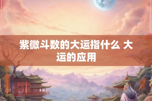 紫微斗数的大运指什么 大运的应用