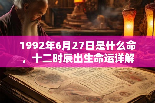 1992年6月27日是什么命,十二时辰出生命运详解 1992年6月27日是什么命,十二时辰出生命运详解