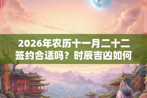 2026年农历十一月二十二签约合适吗？时辰吉凶如何？