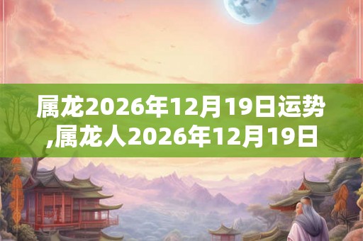 属龙2026年12月19日运势,属龙人2026年12月19日财运,生肖龙2026年12月19日运势