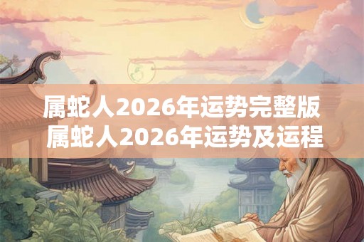 属蛇人2026年运势完整版 属蛇人2026年运势及运程详解