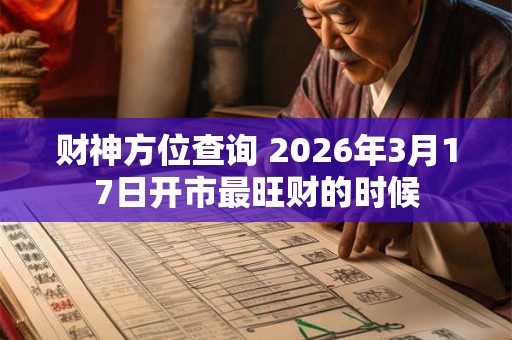财神方位查询 2026年3月17日开市最旺财的时候