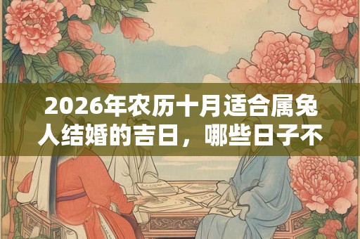 2026年农历十月适合属兔人结婚的吉日,哪些日子不宜结婚? 2026年农历十月适合属兔人结婚的吉日,哪些日子不宜结婚?