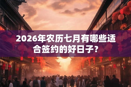 2026年农历七月有哪些适合签约的好日子？
