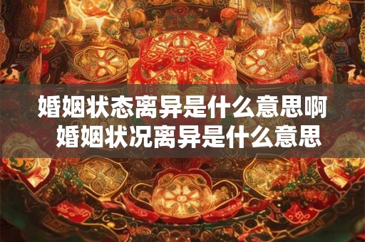 婚姻状态离异是什么意思啊  婚姻状况离异是什么意思