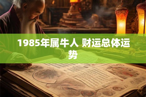 1985年属牛人 财运总体运势
