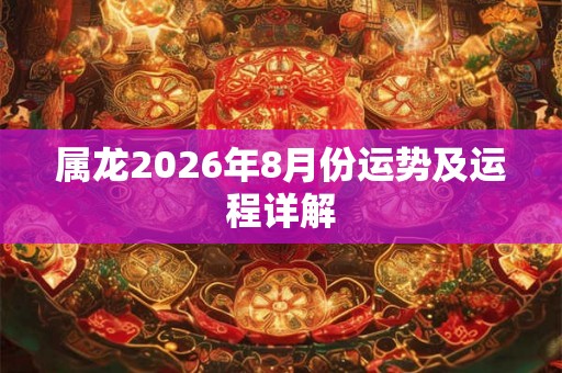 属龙2026年8月份运势及运程详解