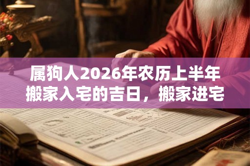 属狗人2026年农历上半年搬家入宅的吉日，搬家进宅女主人拿什么？