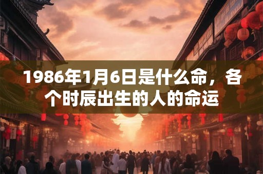 1986年1月6日是什么命，各个时辰出生的人的命运
