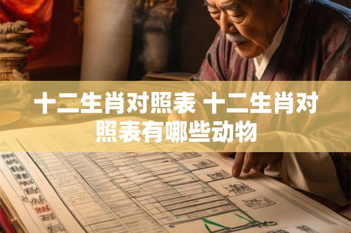 十二生肖对照表 十二生肖对照表有哪些动物