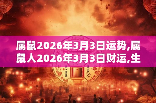 属鼠2026年3月3日运势,属鼠人2026年3月3日财运,生肖鼠2026年3月3日运势