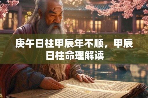庚午日柱甲辰年不顺，甲辰日柱命理解读