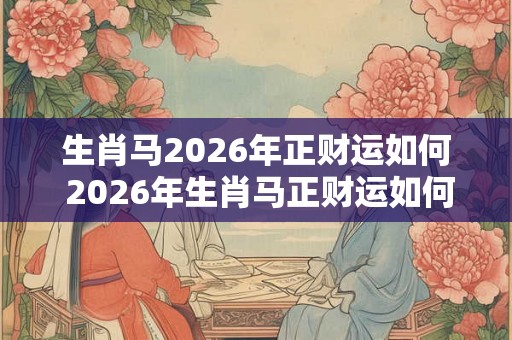 生肖马2026年正财运如何 2026年生肖马正财运如何