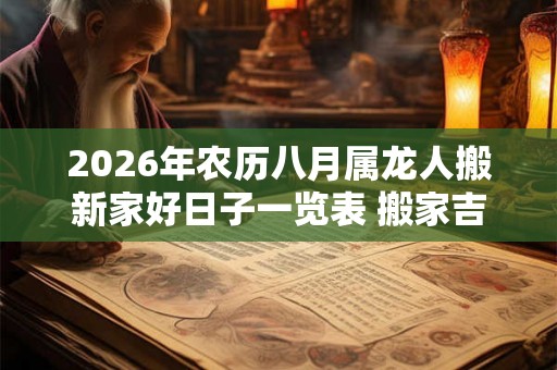 2026年农历八月属龙人搬新家好日子一览表 搬家吉祥日是哪几天