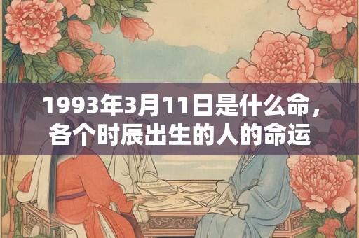 1993年3月11日是什么命，各个时辰出生的人的命运