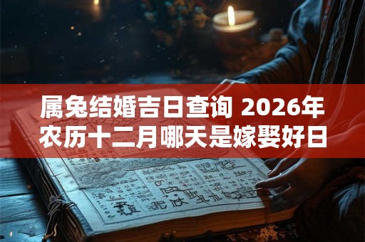 属兔结婚吉日查询 2026年农历十二月哪天是嫁娶好日子 属兔结婚吉日查询 2026年农历十二月哪天是嫁娶好日子