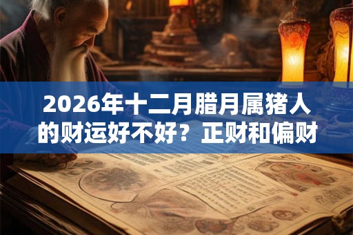 2026年十二月腊月属猪人的财运好不好？正财和偏财运好吗？