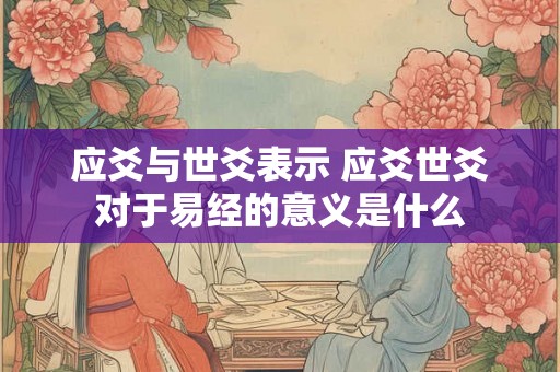应爻与世爻表示 应爻世爻对于易经的意义是什么