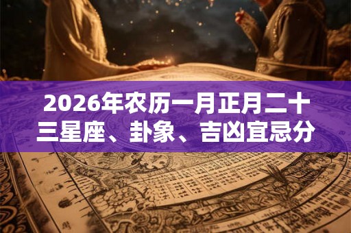 2026年农历一月正月二十三星座、卦象、吉凶宜忌分析！