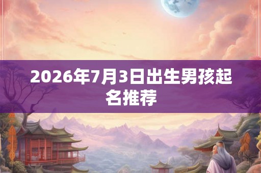 2026年7月3日出生男孩起名推荐