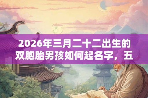 2026年三月二十二出生的双胞胎男孩如何起名字，五行属什么