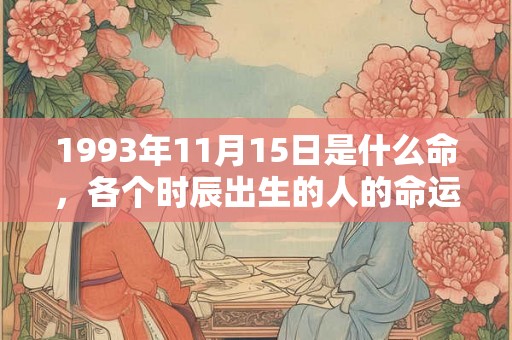 1993年11月15日是什么命，各个时辰出生的人的命运
