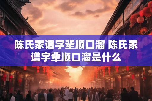 陈氏家谱字辈顺口溜 陈氏家谱字辈顺口溜是什么 陈氏家谱字辈顺口溜 陈氏家谱字辈顺口溜是什么
