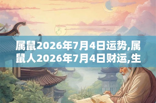 属鼠2026年7月4日运势,属鼠人2026年7月4日财运,生肖鼠2026年7月4日运势