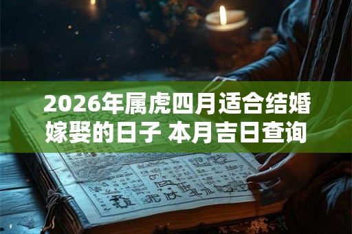 2026年属虎四月适合结婚嫁娶的日子 本月吉日查询