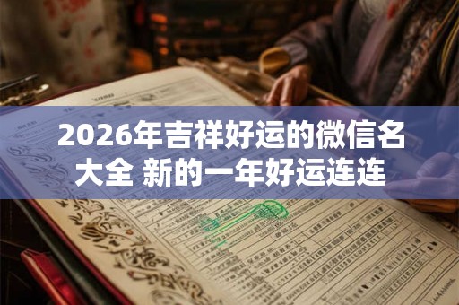 2026年吉祥好运的微信名大全 新的一年好运连连 2026年吉祥好运的微信名大全 新的一年好运连连