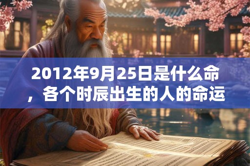 2012年9月25日是什么命，各个时辰出生的人的命运